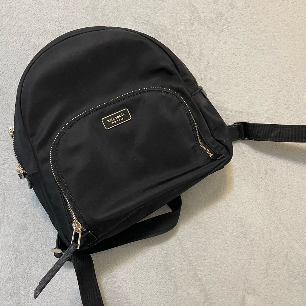 Kate Spade Small Nylon Black Backpack with Gold Hardware